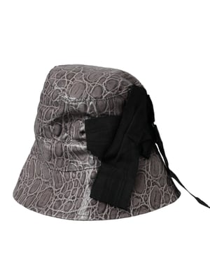 Sombrero de Cubo de Cuero con Patrón en Negro y Gris de Dolce & Gabbana
