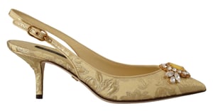 Zapatos de tacón con tira de cristal dorado Dolce & Gabbana