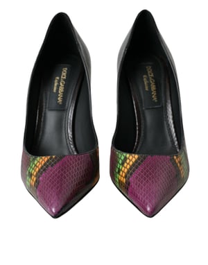 Zapatos de tacón de cuero exótico multicolor Dolce & Gabbana