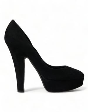 Zapatos de tacón plataforma de cuero ante negro Dolce & Gabbana