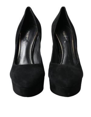 Zapatos de tacón plataforma de cuero ante negro Dolce & Gabbana