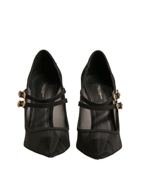 Zapatos de tacón alto Mary Jane de malla negra de Dolce & Gabbana