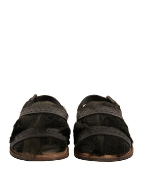 Sandalias Planas de Cuero Verde Gazelle de Dolce & Gabbana