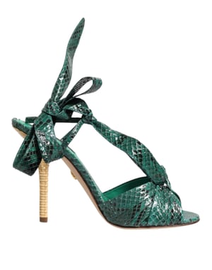 Zapatos Sandalias de Tacón de Cuero Verde Python de Dolce & Gabbana