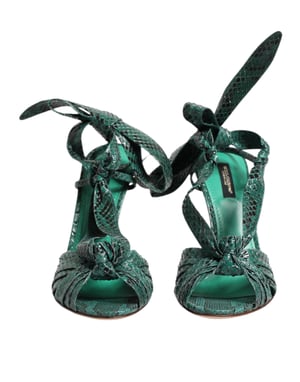 Zapatos Sandalias de Tacón de Cuero Verde Python de Dolce & Gabbana