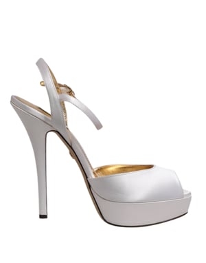 Sandalias de tacón plataforma de satén blanco Dolce & Gabbana