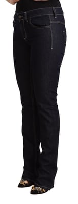 Jeans de mezclilla skinny de algodón negro con stretch y cintura baja GF Ferre