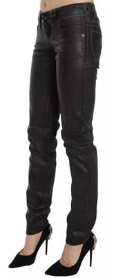 Pantalones de mezclilla de pierna regular de cintura baja lavado negro John Galliano