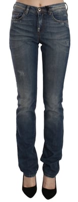 Pantalones de mezclilla casuales de corte acampanado azul desgastados Ermanno Scervino