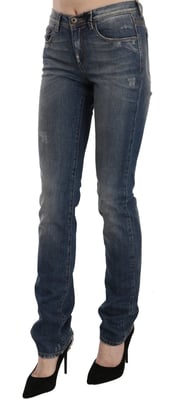 Pantalones de mezclilla casuales de corte acampanado azul desgastados Ermanno Scervino