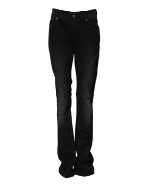 Jean de mezclilla negro de algodón de cintura media, tapered de John Galliano