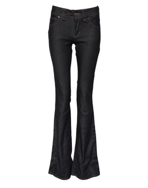 Jeans de mezclilla anchos de algodón azul de talle medio de John Galliano