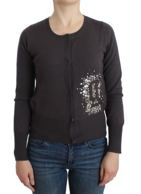 Cardigan de lana morado con lentejuelas de John Galliano
