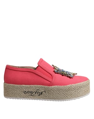 Zapatos Slip-On de Lona Rosa Con Cristales de Twinset