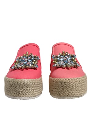 Zapatos Slip-On de Lona Rosa Con Cristales de Twinset