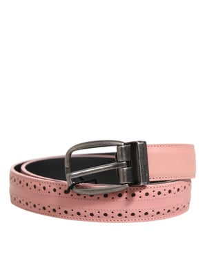 Cinturón de Cuero Rosa con Detalles Perforados y Hebilla de Dolce & Gabbana