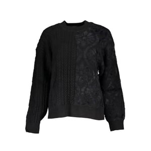 Suéter de mujer de algodón negro con cuello alto Desigual