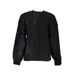 Suéter de mujer de algodón negro con cuello alto Desigual