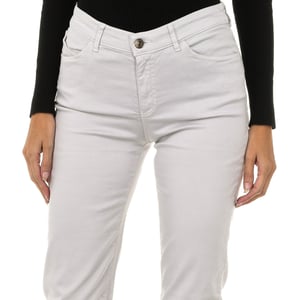 Pantalones largos de tela elástica de corte regular 6Y5J18-5N0RZ mujer