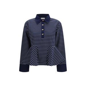 Camisa Polo de Algodón Azul de Ganni