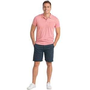 Camisa Polo de Algodón de Manga Corta para Hombre con Bolsillo, Textura a Rayas PRI2641