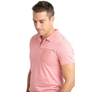 Camisa Polo de Algodón de Manga Corta para Hombre con Bolsillo, Textura a Rayas PRI2641