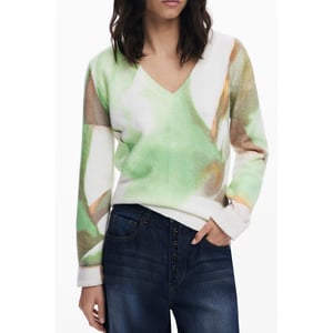 Jersey de Acrílico Verde para Mujer Desigual