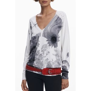 Jersey de Viscosa Blanca Desigual para Mujeres
