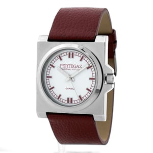 Reloj de vestir de cuero burdeos PERTEGAZ