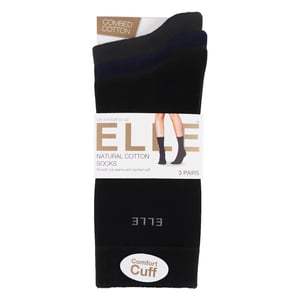 Paquete de 3 calcetines de algodón lisos para mujeres - Ajuste cómodo y transpirable para el uso diario