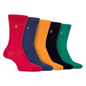 Paquete de 5 calcetines para hombres de bambú con estampado - Suaves, transpirables, elegantes y cómodos para el día a día