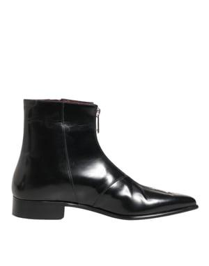 Botines cortos de chelsea en cuero negro de Dolce & Gabbana
