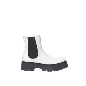 Botas Chelsea de cuero negro y blanco Alexander McQueen