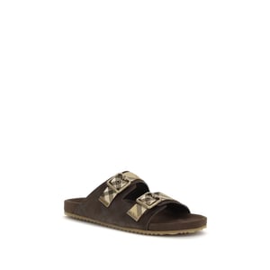 Sandalias Planas de Cuero de Ternera Marrón Bos Taurus de Burberry