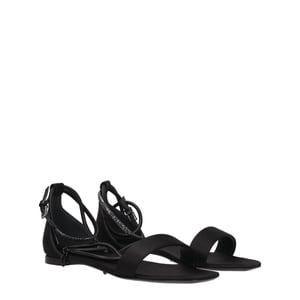 Sandalias Planas de Satén Negras Max Mara