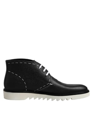 Botines de Cuero Negro y Blanco Dolce & Gabbana