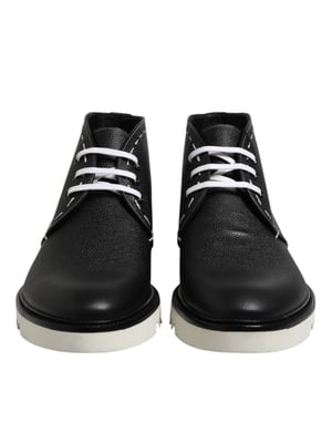 Botines de Cuero Negro y Blanco Dolce & Gabbana