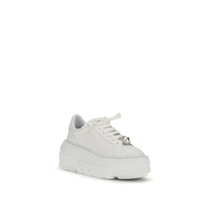 Zapatillas Plataforma Bos Taurus de Cuero de Ternera Blanco Casadei