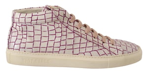 HIDE & JACK Zapatillas Casual de Cuero Blanco Burdeos con Cordones