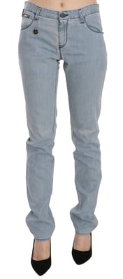 Jeans de mezclilla ajustados de cintura media Light Blue de Costume National