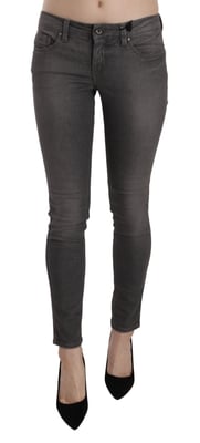 Jeans Skinny de Cintura Baja Lavados en Gris de Costume National