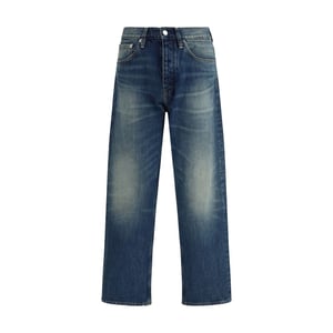Jeans de Denim Azul y Girasol con Corte Relajado