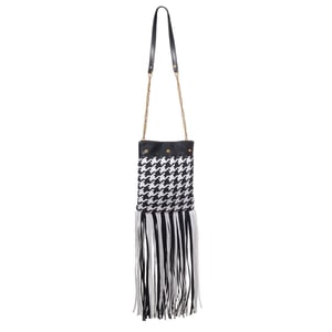 Bolso de hombro de cuero y textil en negro y blanco de Versace