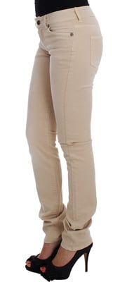 Jeans de algodón elásticos de corte ajustado en beige Cavalli