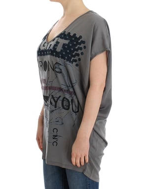 Camiseta larga gris de cuello en V de Costume National