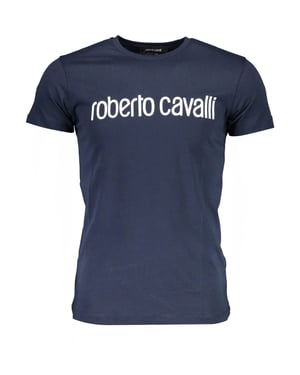 Camiseta de algodón azul Roberto Cavalli
