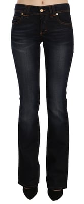 Jeans de mezclilla de corte boot cut de pierna regular y media altura en lavado azul de John Galliano