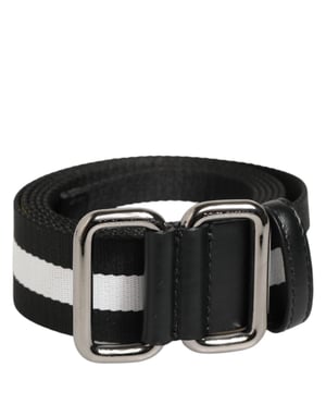 Cinturón para hombre Dolce & Gabbana de metal con hebilla y rayas en negro y blanco