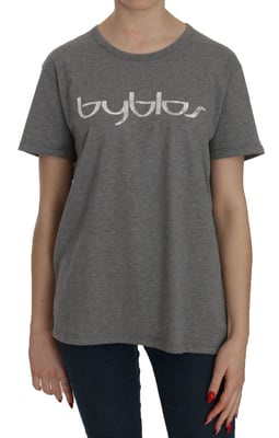 Blusa T-shirt de cuello redondo gris de algodón BYBLOS de manga corta