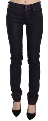 Pantalones de mezclilla ajustados de algodón negro de talle bajo Just Cavalli